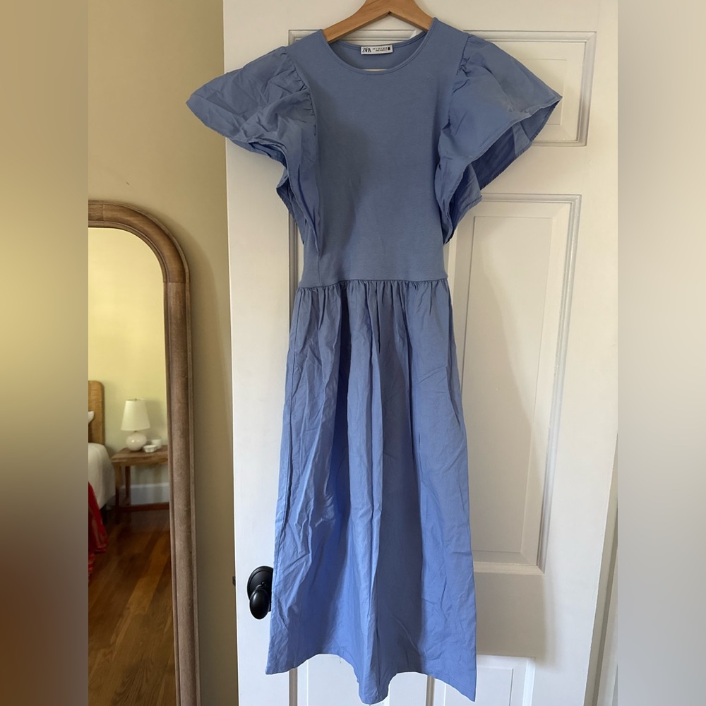 Zara- size small dress- Blue Flutter Sleeve Dress